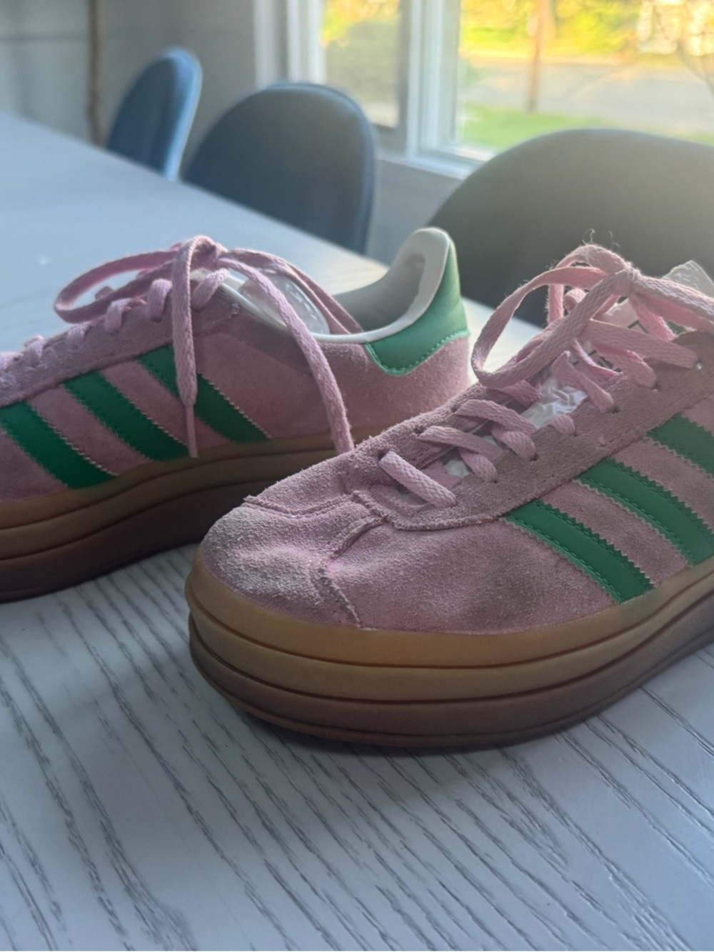 adidas Pink and Green gazelle bold